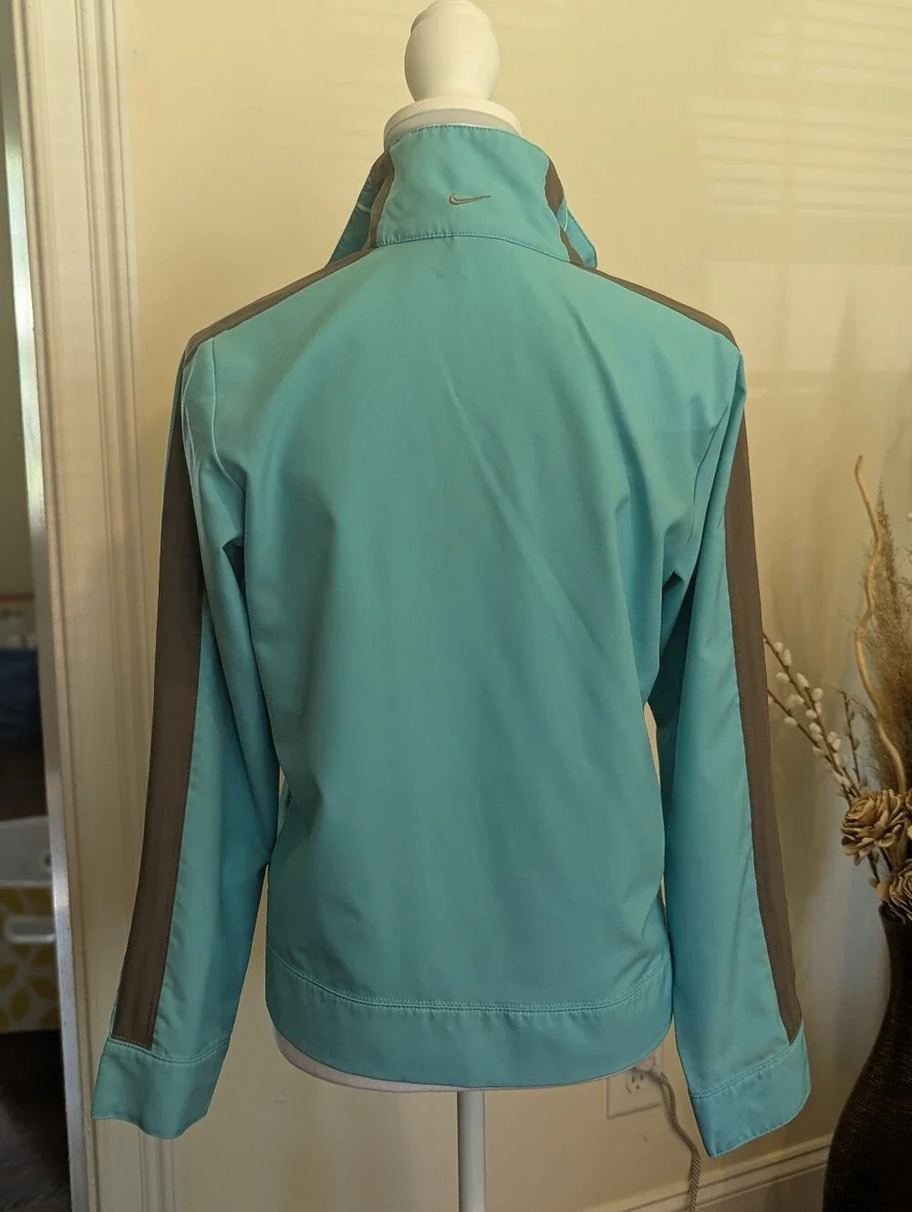 Nike Vintage Retro Aqua Track Jacket Gray Stripe Size S